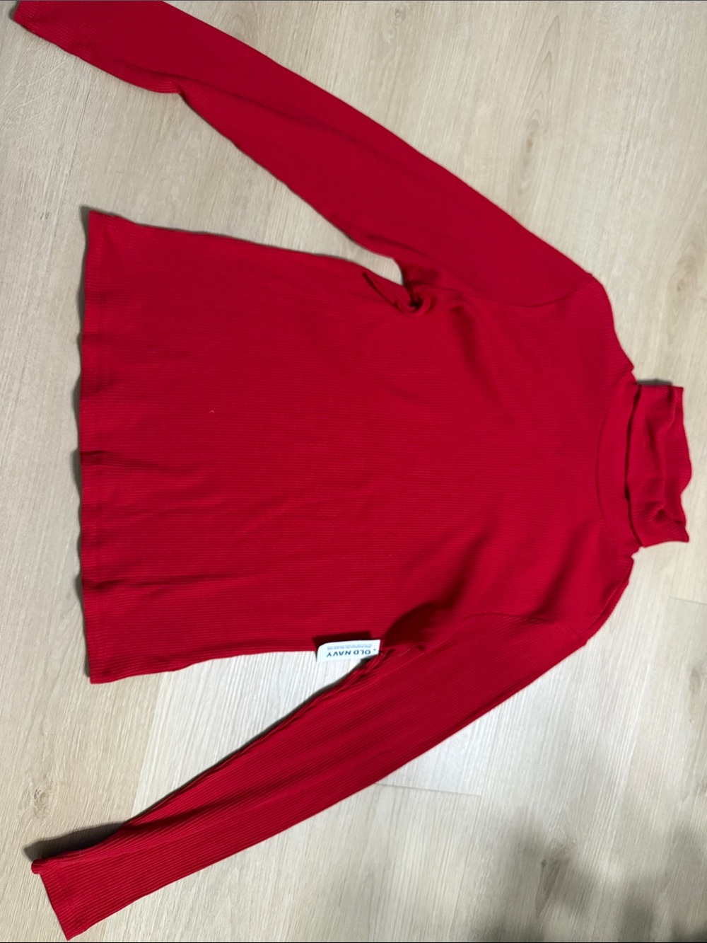 Old Navy Red Ribbed Turtleneck Top